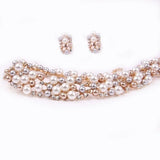 Bridal Pearl Necklace Earring Set Wedding Jewelry Gift