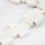 34mm Cross Turkey Howlite Chalcedony Loose Beads DIY 15inch