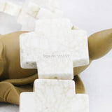 34mm Cross Turkey Howlite Chalcedony Loose Beads DIY 15inch