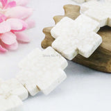 34mm Cross Turkey Howlite Chalcedony Loose Beads DIY 15inch