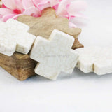 34mm Cross Turkey Howlite Chalcedony Loose Beads DIY 15inch