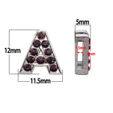 50pcs 8mm Slide Letters Charms A-Z Alloy Rhinestone Alphabet for DIY Bracelet
