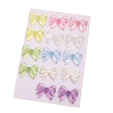 6pcs 22*29mm Acrylic Beaded Ribbon Bow Earring DIY Jewelry