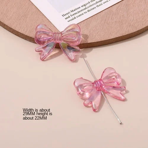 6pcs 22*29mm Acrylic Beaded Ribbon Bow Earring DIY Jewelry