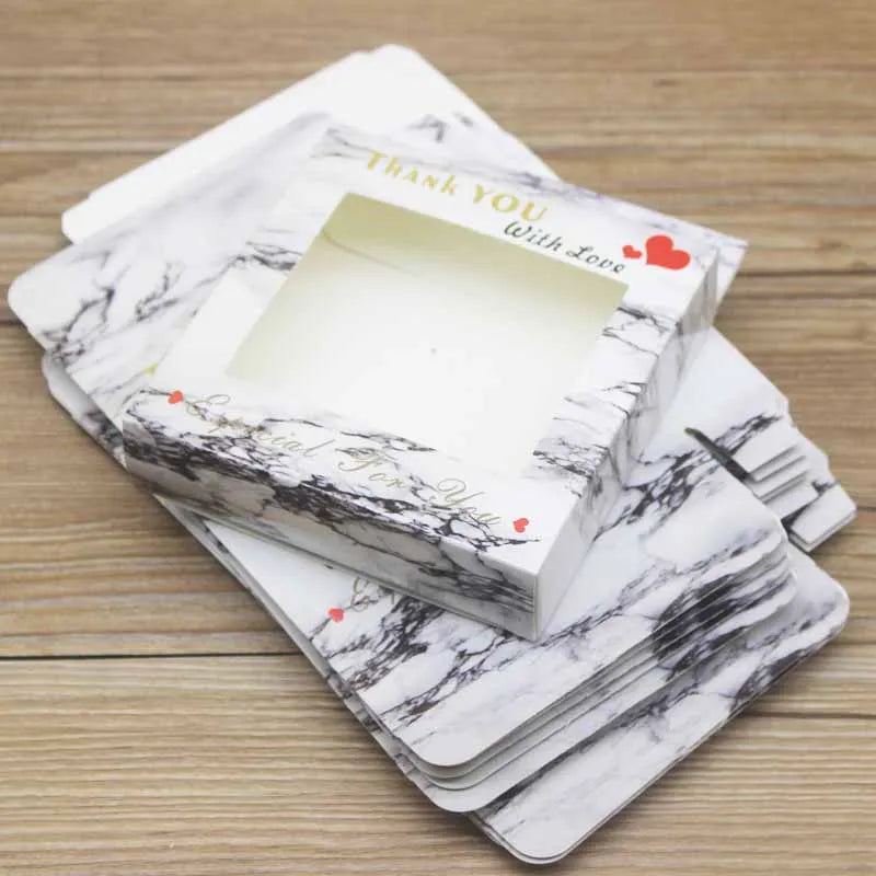 Thank You Marbling Wedding Party Candy Cookies Window Box 20/50pcs Brown/White