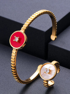 African Bangle Ring Set Wedding CZ Dubai Bridal Jewelry Set