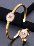 African Bangle Ring Set Wedding CZ Dubai Bridal Jewelry Set