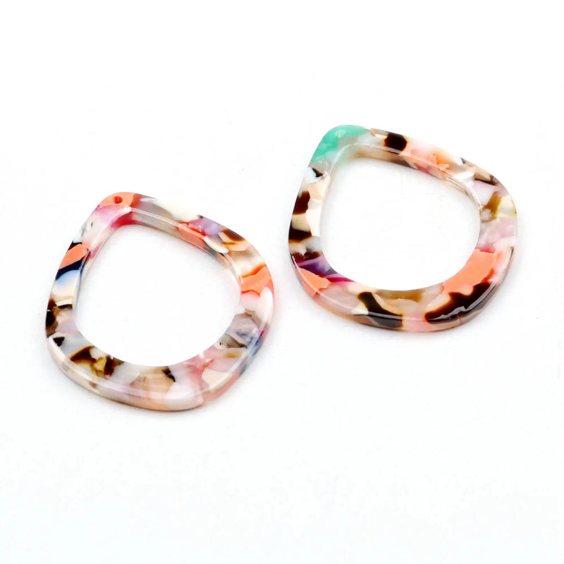 Acetate Acrylic Earrings Charms, Tortoise Shell Bead, Earring Finding Blank