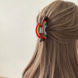 Acetate Pink Rainbow Eye Flower Hamburger Hair Clip Claw