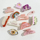 Acetate Pink Rainbow Eye Flower Hamburger Hair Clip Claw