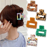 Square Hair Claws Tortoiseshell Marble Print Acetic Acid Crab Clip Barrette