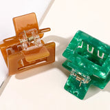 Square Hair Claws Tortoiseshell Marble Print Acetic Acid Crab Clip Barrette