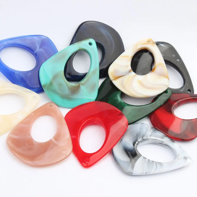 10pcs Acetic Acid Resin Charms 33*40MM Water Drop Shape Random Mix Colour