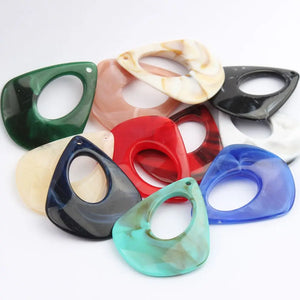 10pcs Acetic Acid Resin Charms 33*40MM Water Drop Shape Random Mix Colour
