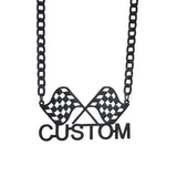 Custom Men's Name Necklace Stainless Steel Motorcycle Car Nameplate Pendant