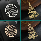 Personalized Family Tree Necklace with Birthstones - Stainless Steel