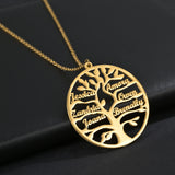 Personalized Family Tree Necklace with Birthstones - Stainless Steel
