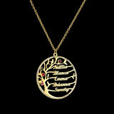 Personalized Family Tree Necklace with Birthstones - Stainless Steel