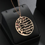 Personalized Family Tree Necklace with Birthstones - Stainless Steel