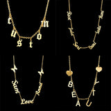 Stainless Steel Butterfly Zircon Letter Necklace for Women