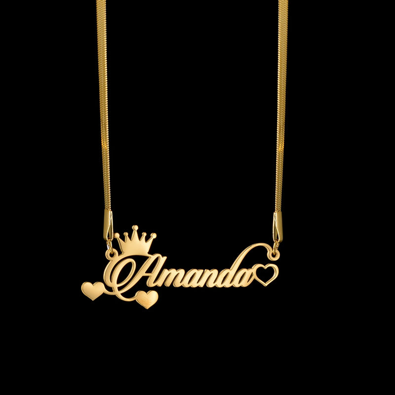 Acheerup Customized Name Box Chain Necklaces for Women
