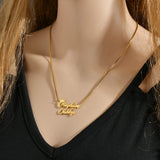 Acheerup Customized Name Box Chain Necklaces for Women