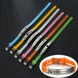 Baby ID Bracelet Engraved Name Date Adjustable Silicone Bangle