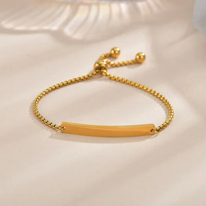 Acheerup Engraved Name Date Chain Bracelet for Women Kids