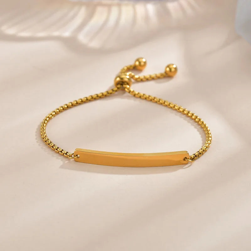 Acheerup Engraved Name Date Chain Bracelet for Women Kids