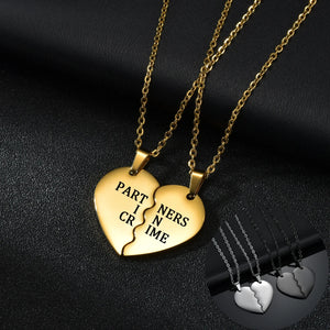 Acheerup Engraving Heart Pendant Necklaces Stainless Steel Jewelry