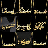 Acheerup Names Stainless Steel Necklace Heart Zircon Pendant Women Jewelry