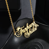 Acheerup Names Stainless Steel Necklace Heart Zircon Pendant Women Jewelry