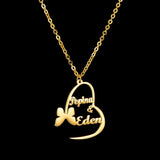 Acheerup Names Stainless Steel Necklace Heart Zircon Pendant Women Jewelry