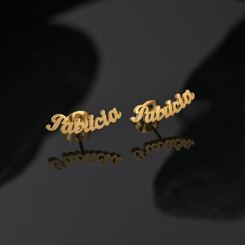 Acheerup Name Stud Earrings Stainless Steel Jewelry Gift