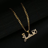 Acheerup Stainless Steel Crown Zircon Necklace