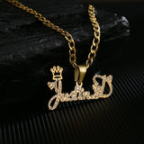 Acheerup Stainless Steel Crown Zircon Necklace