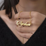 Personalized Name Box Chain Necklace Stainless Steel Zircon Crown Blade Pendant