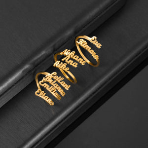 Personalized Stainless Steel Rings for Women Customized Adjustable Couple Ring