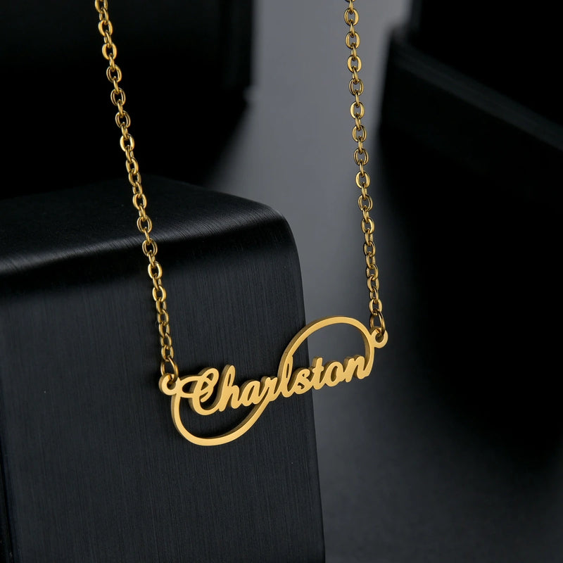 Acheerup Double Names Women Necklace Stainless Steel Love Pendant Jewelry