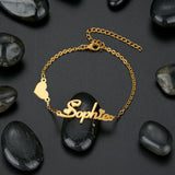 Acheerup Personalized Name Bracelet for Women Stainless Steel Charms Hand Chain