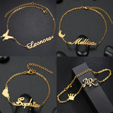 Acheerup Personalized Name Bracelet for Women Stainless Steel Charms Hand Chain