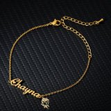 Acheerup Personalized Name Bracelet for Women Stainless Steel Charms Hand Chain