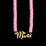 Personalized Custom Name Necklace for Women Stainless Steel Pink Chain Choker