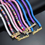 Personalized Custom Name Necklace for Women Stainless Steel Pink Chain Choker