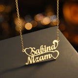 Personalized Double Names Necklace for Women Stainless Steel