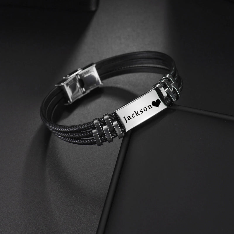 Customized Engrave Name Date Bracelet for Women