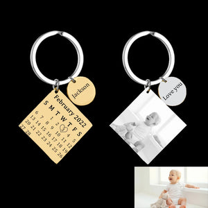 Custom Personalized Photo Keychain - Engrave Name and Special Date