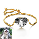 Personalized Engrave Photo Name Bracelet Women Stainless Steel Heart Hand Chain