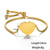 Personalized Engrave Photo Name Bracelet Women Stainless Steel Heart Hand Chain