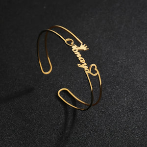 Acheerup Name Crown Bangles Stainless Steel Jewelry